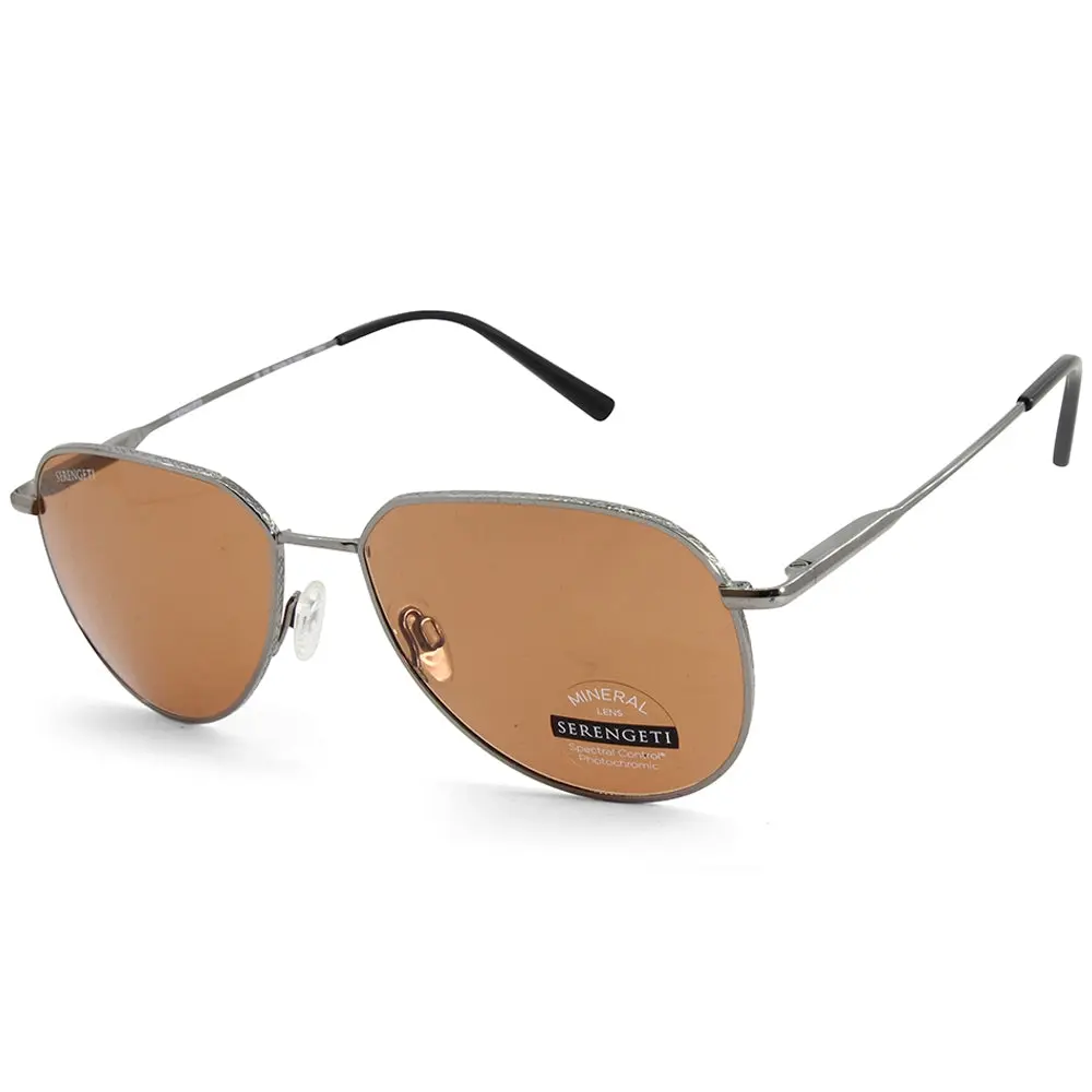 Serengeti Haywood Shiny Gunmetal/Brown Drivers Men's Pilot Sunglasses - Fashion