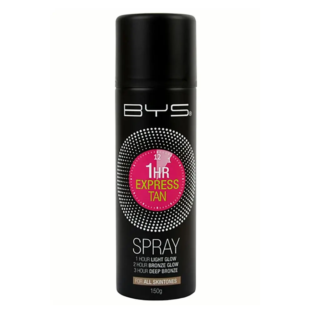 BYS 1 Hour Express Tan/Tanning Spray All Skin Tones Light Glow/Deep Bronze 150g - Beauty
