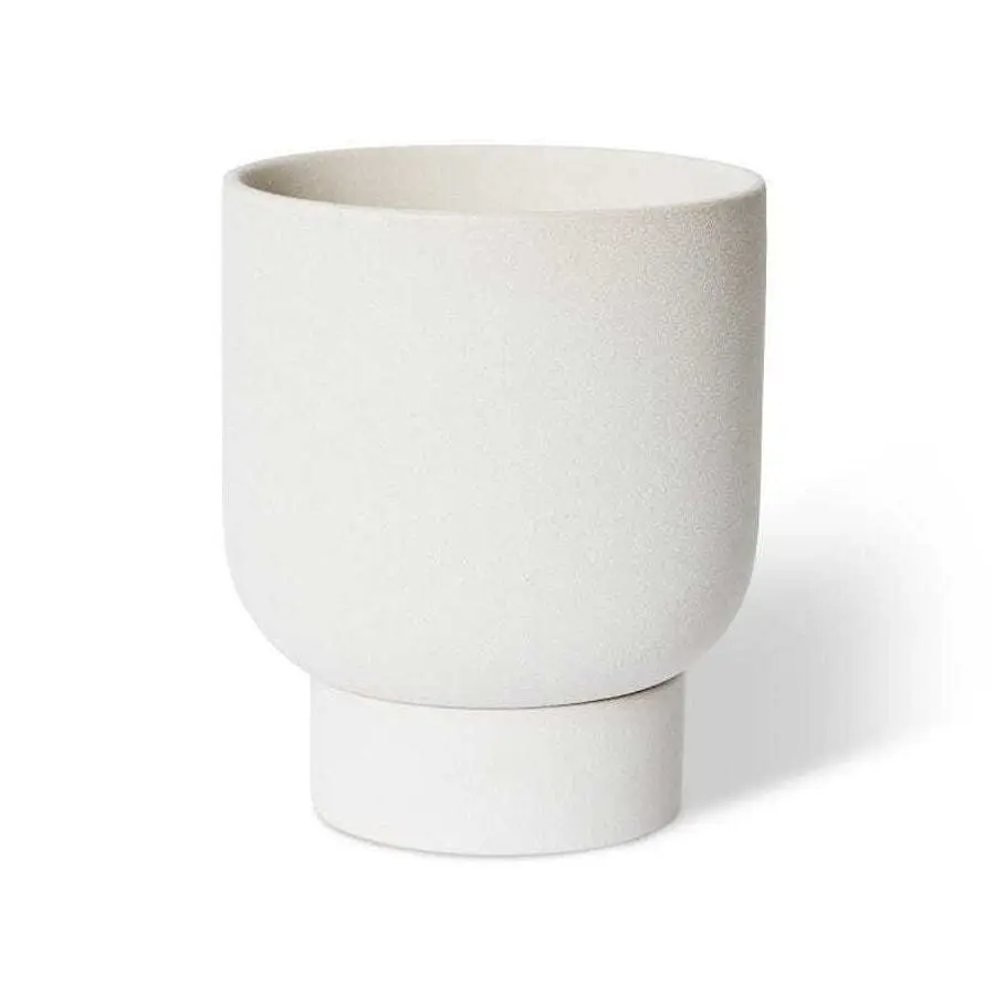 E Style Daylen 24cm Ceramic Plant Pot w/ Saucer Home Decor Planter White - Home & Garden