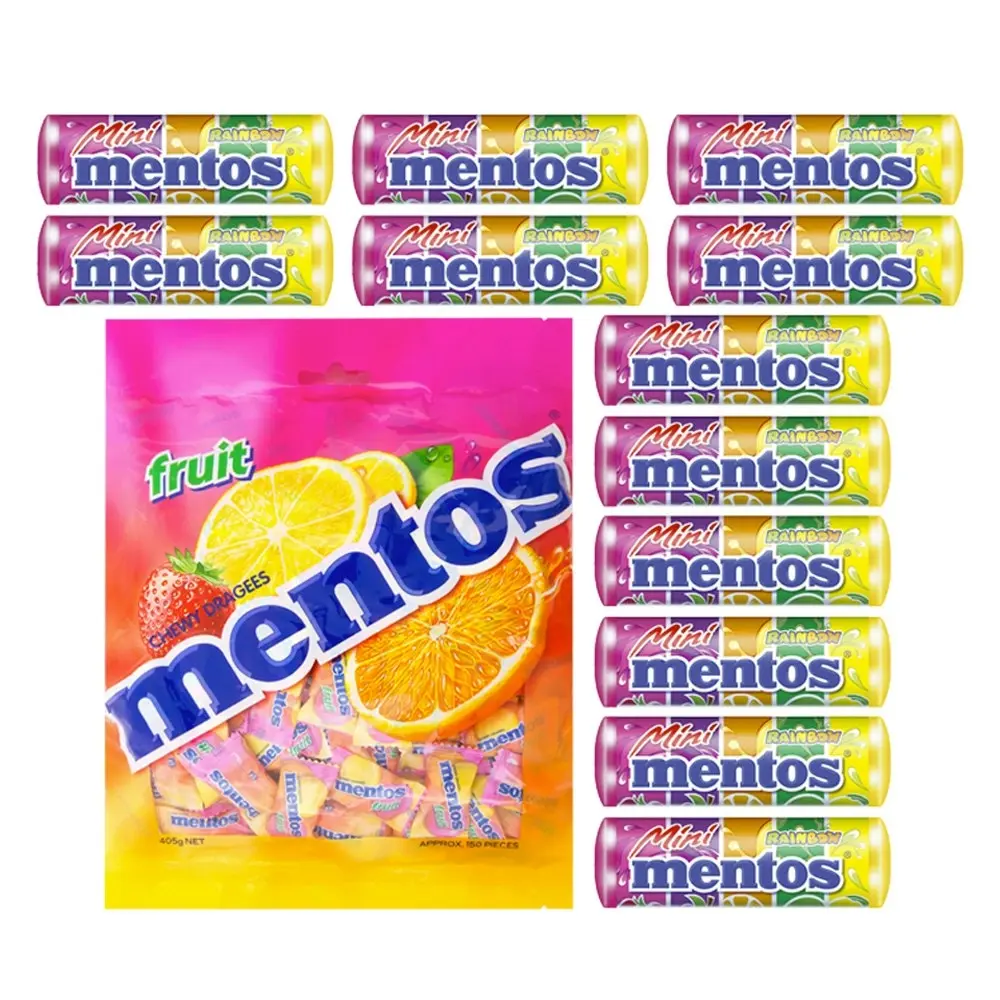 Mentos Fruit Flavoured Chews Confectionery Candy Chewy Kids Lolly Mix Showbag - Groceries