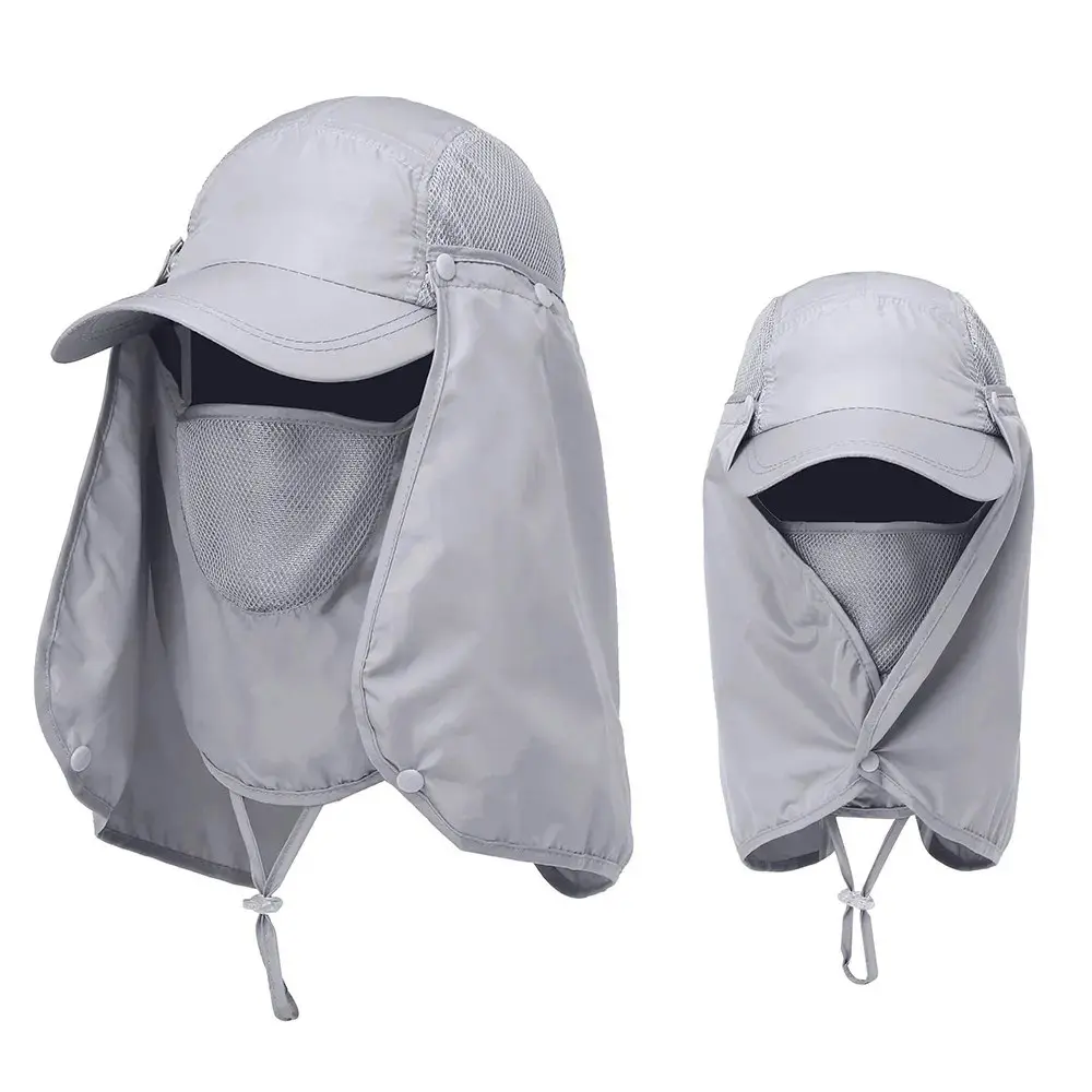 Men Women Sun Protection Hat Wide Brim Fishing Caps With Neck Flap - Fashion