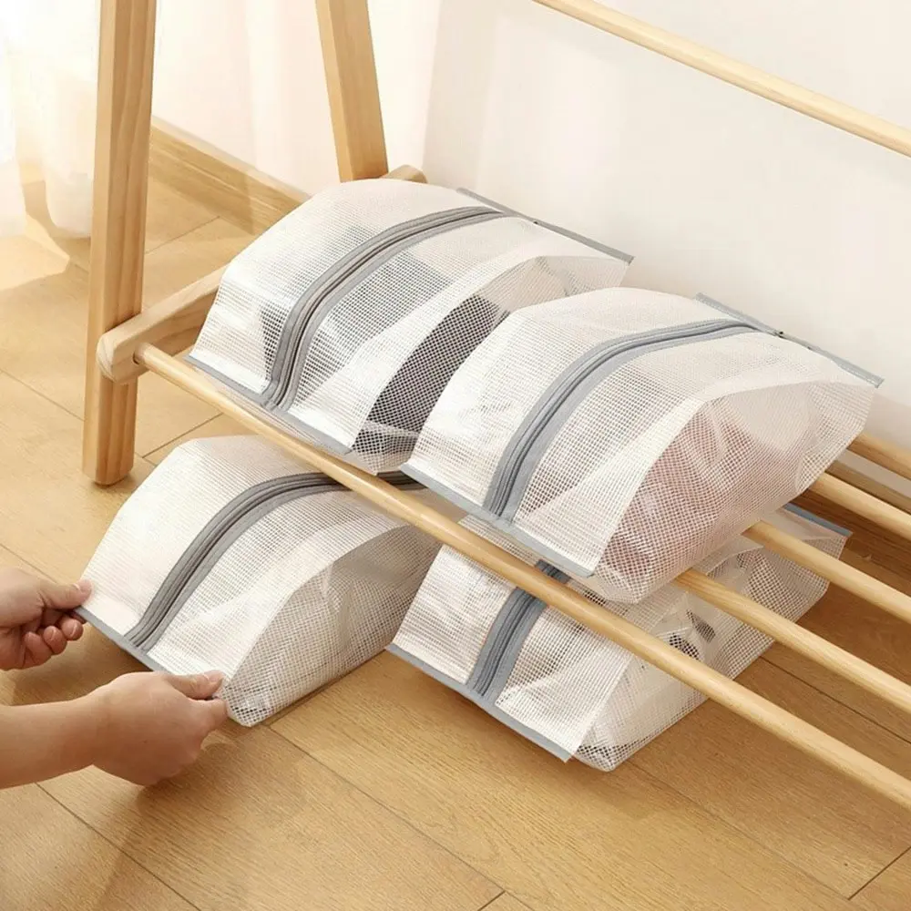4 Pack Waterproof Shoe Storage Bag Foldable Transparent Shoes Organizers Pouch - Home & Garden