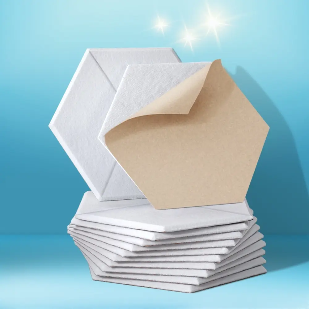 Alpha Acoustic Foam 12pcs 35x30x0.9cm Soundproof Absorption Panel Adhesive White - Hardware