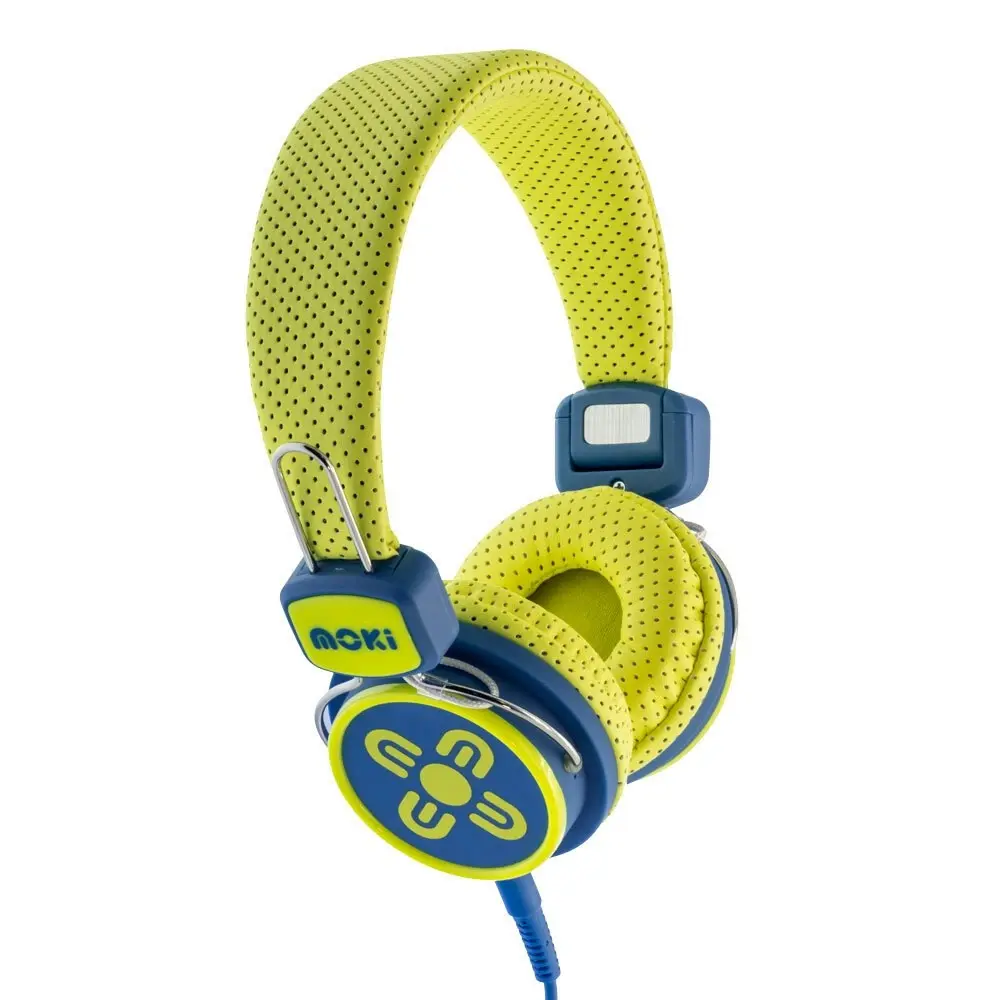 Moki Kid Safe Volume Limited Headphones Over Ear Cup Headband Kids 3y+ Blue/YL - Electronics