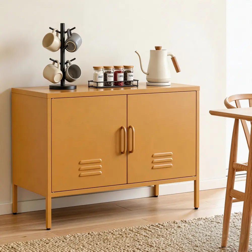 Artiss Buffet Sideboard Metal Cabinet - BASE Yellow