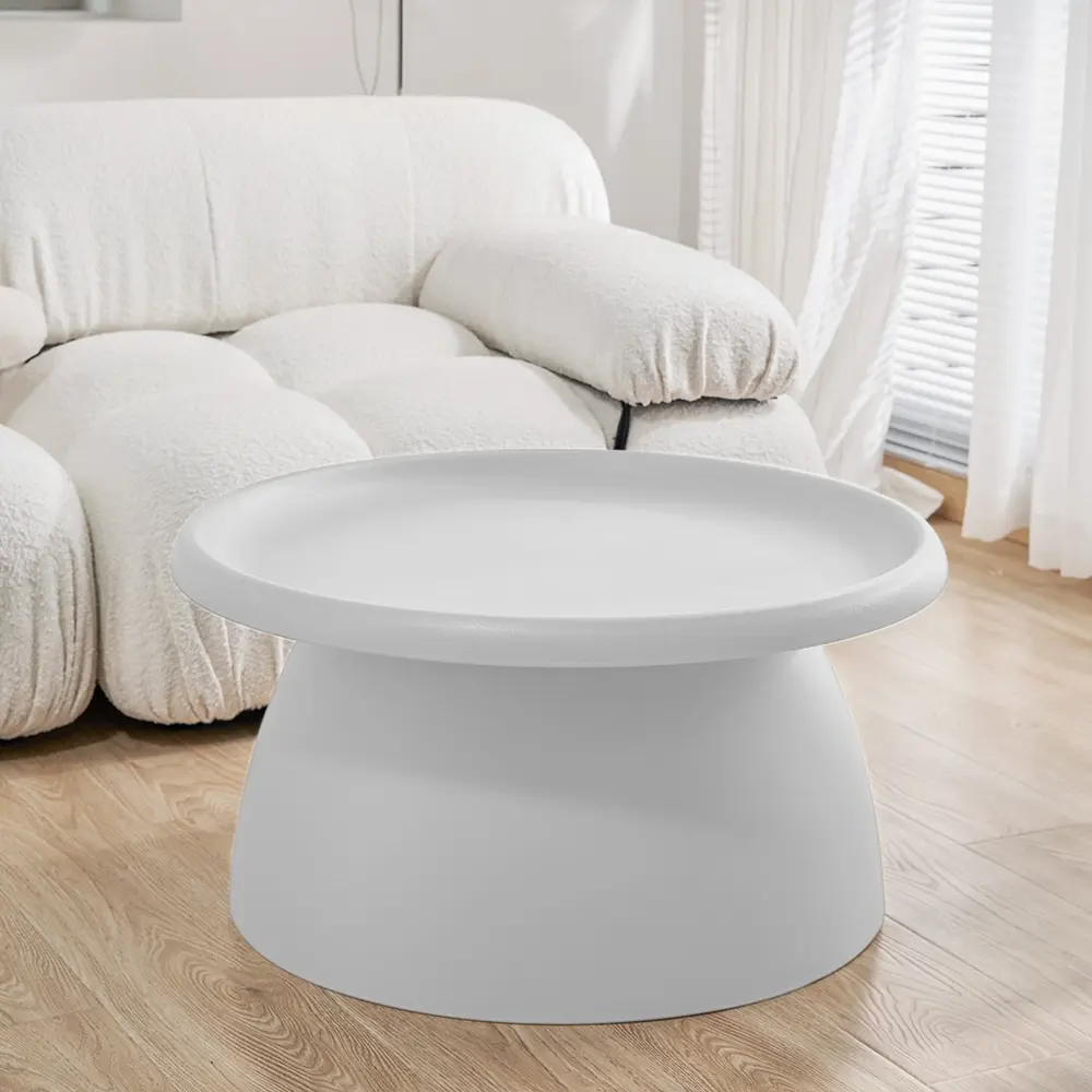 Artiss Coffee Table Round 71CM Plastic White - Furniture