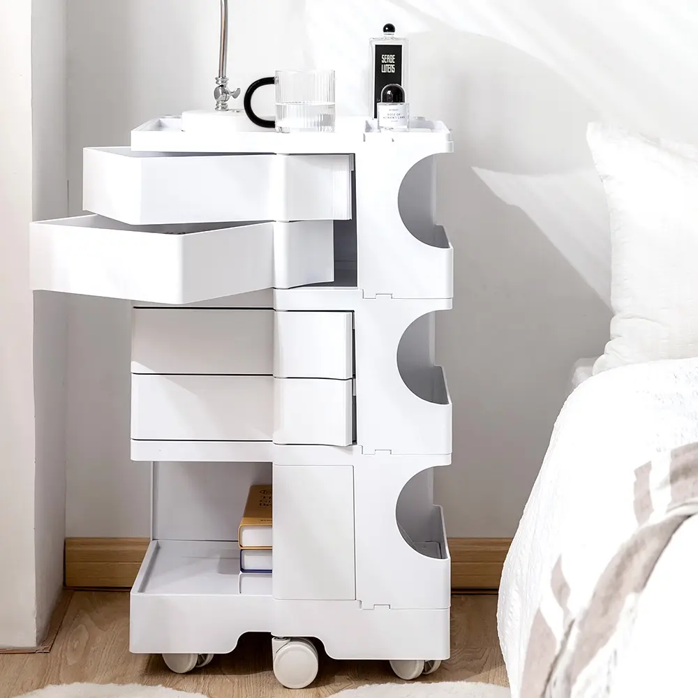 Artiss Storage Trolley Cart Bedside Table 5 Tier White - Home & Garden