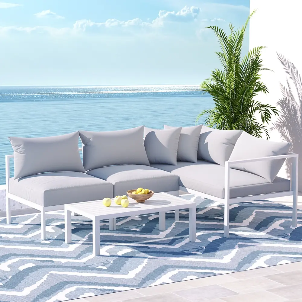 Gardeon 4 Seater Outdoor Sofa Set Aluminium Lounge Setting - Furniture