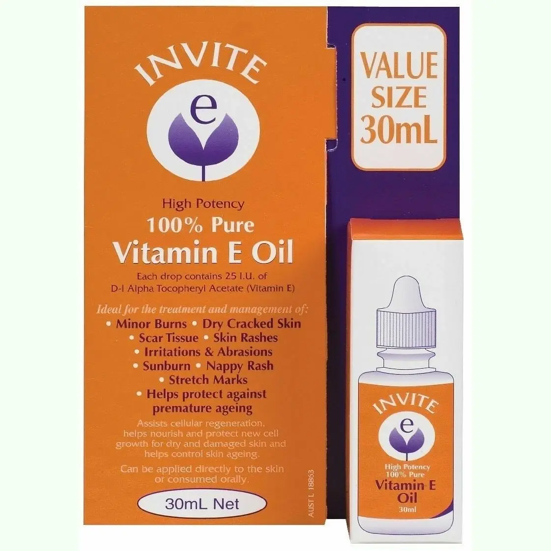 Invite E Vitamin E Pure Oil 30ml - Beauty