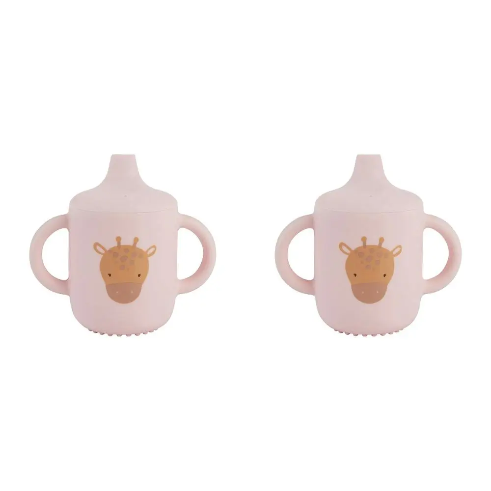 2x Splosh Baby Giraffe Silicone Sippy Cup w/ Handles Drinkware 12cm Pink 0+