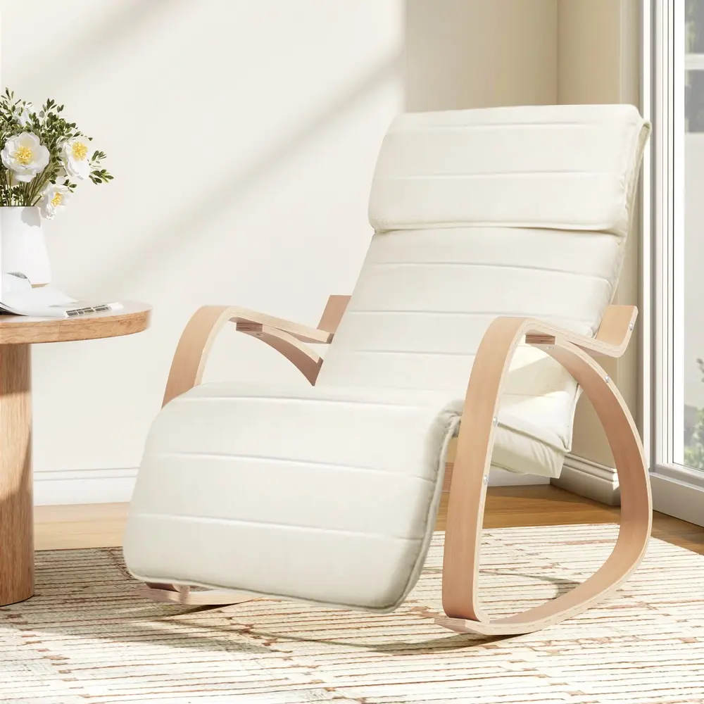Artiss Rocking Armchair Footrest Nursing Beige Afton - Over 40% off Living Room Furniture