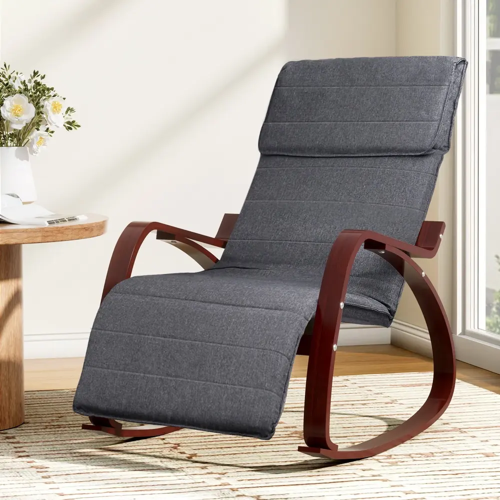 Artiss Rocking Armchair Footrest Nursing Charcoal Afton - Furniture