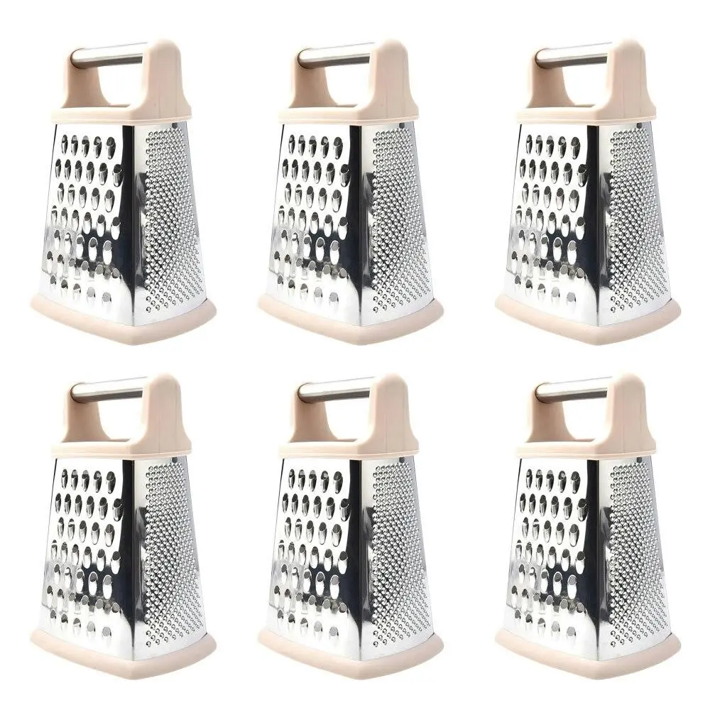 6x Porto Zest Stainless Steel/Plastic 21cm 4 Sided Food Grater Kitchen Utensil - Home & Garden