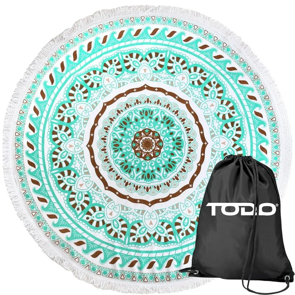 TODO Luxury Thick Microfiber Round Beach Towel Throw Rug Ttowel09 Blue - Beauty