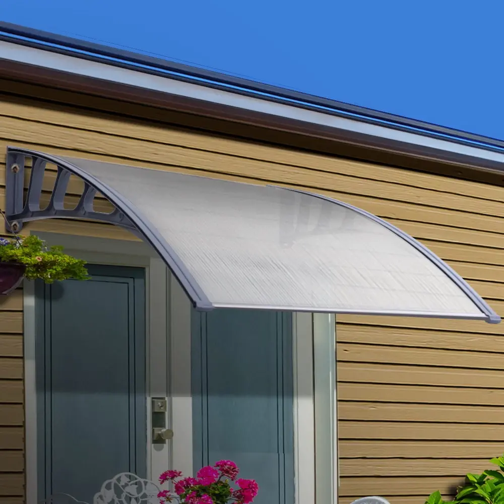Instahut Window Door Awning Canopy 1.5mx2m Transparent Sheet Grey Plastic Frame - Home & Garden