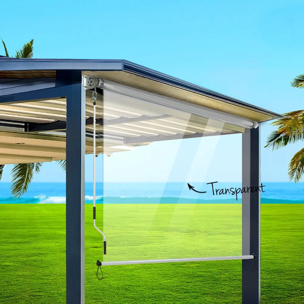 Instahut Outdoor Blinds Transparent Roll Down Awning Window Shade 1.5X2.4M - Home & Garden
