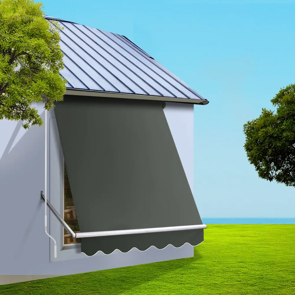 Instahut Window Fixed Pivot Arm Awning Outdoor Blinds Retractable Canopy1.5X2.1M - Home & Garden