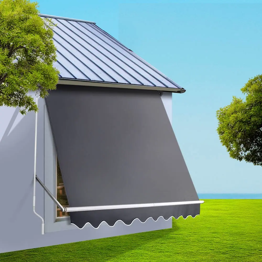 Instahut Window Fixed Pivot Arm Awning Outdoor Blinds Retractable Canopy1.8X2.1M - Home & Garden