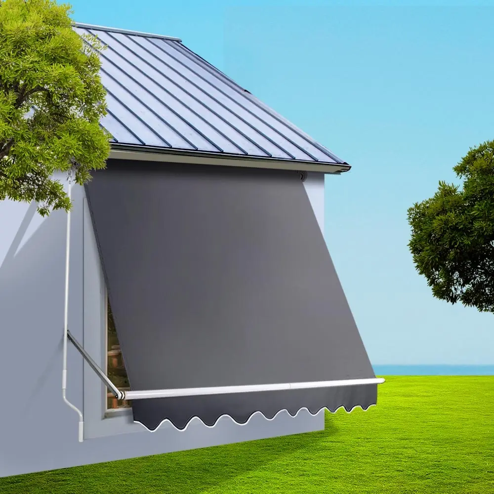 Instahut Window Fixed Pivot Arm Awning Outdoor Blinds Retractable Patio 2.4X2.1M - Home & Garden