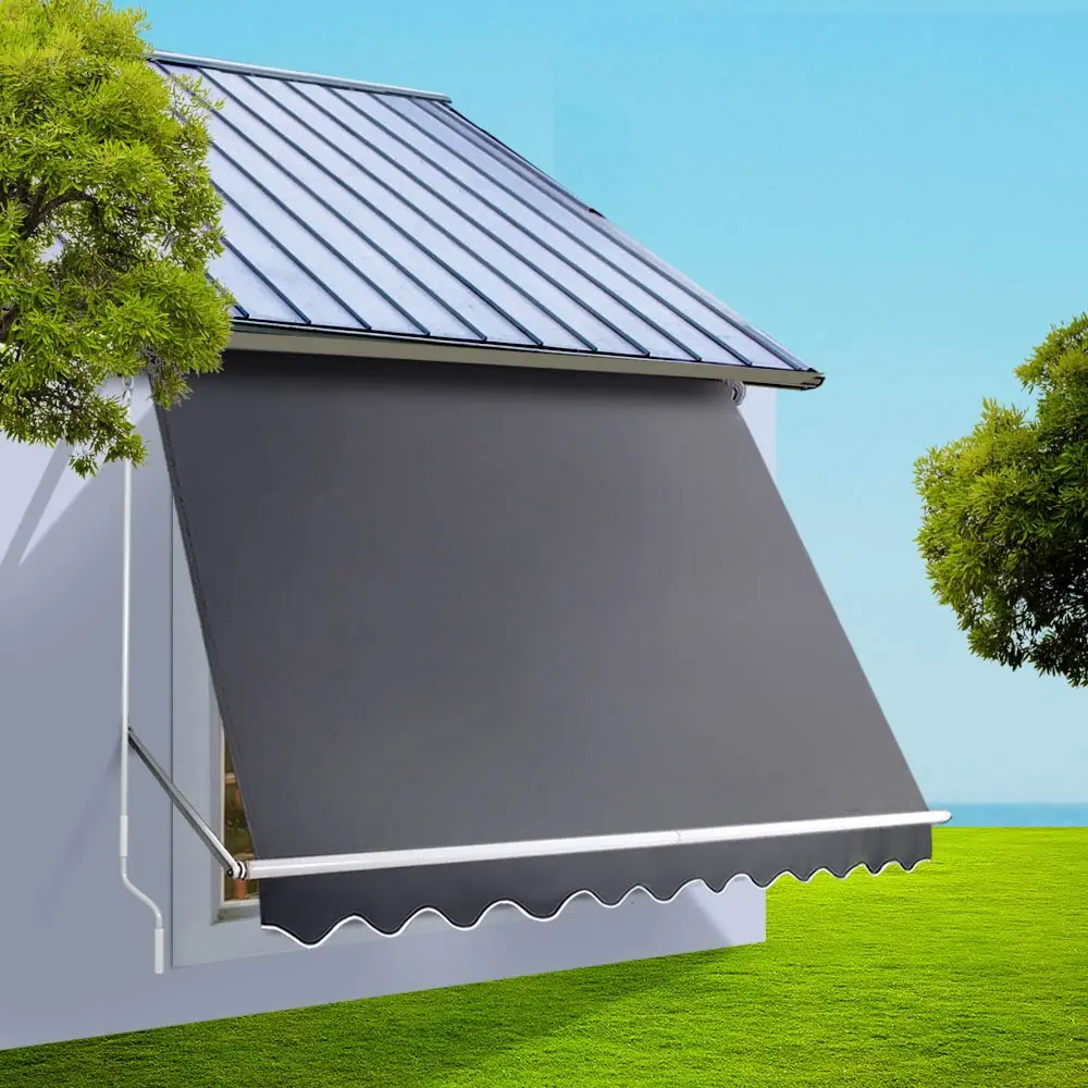 Instahut Window Fixed Pivot Arm Awning Patio Outdoor Blinds Retractable 2.8X2.1M - Home & Garden
