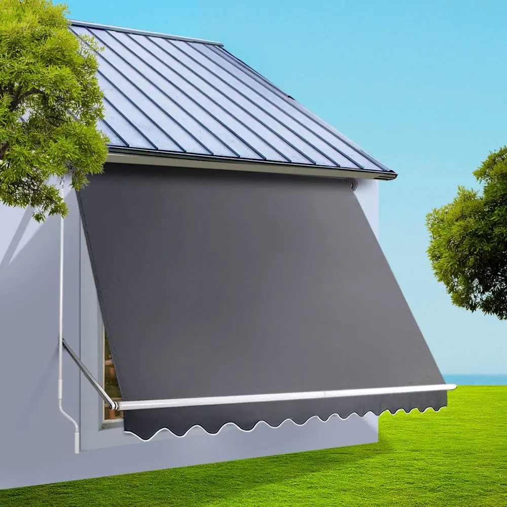 Instahut Window Fixed Pivot Arm Awning Outdoor Blinds Retractable Canopy 3.1X2.1M - Home & Garden