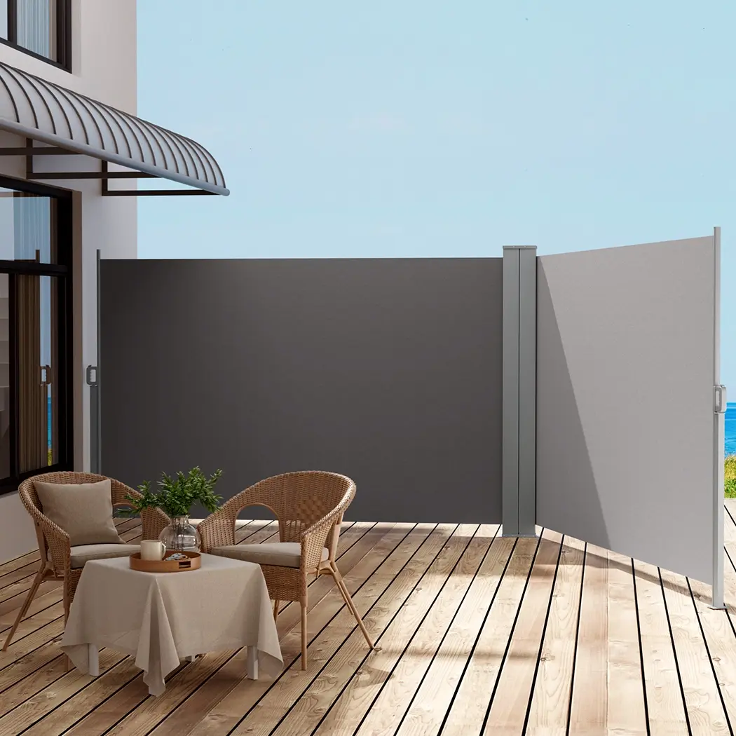 Instahut Side Awning Sun Shade Outdoor Retractable Privacy Screen 2X6M Grey - Home & Garden