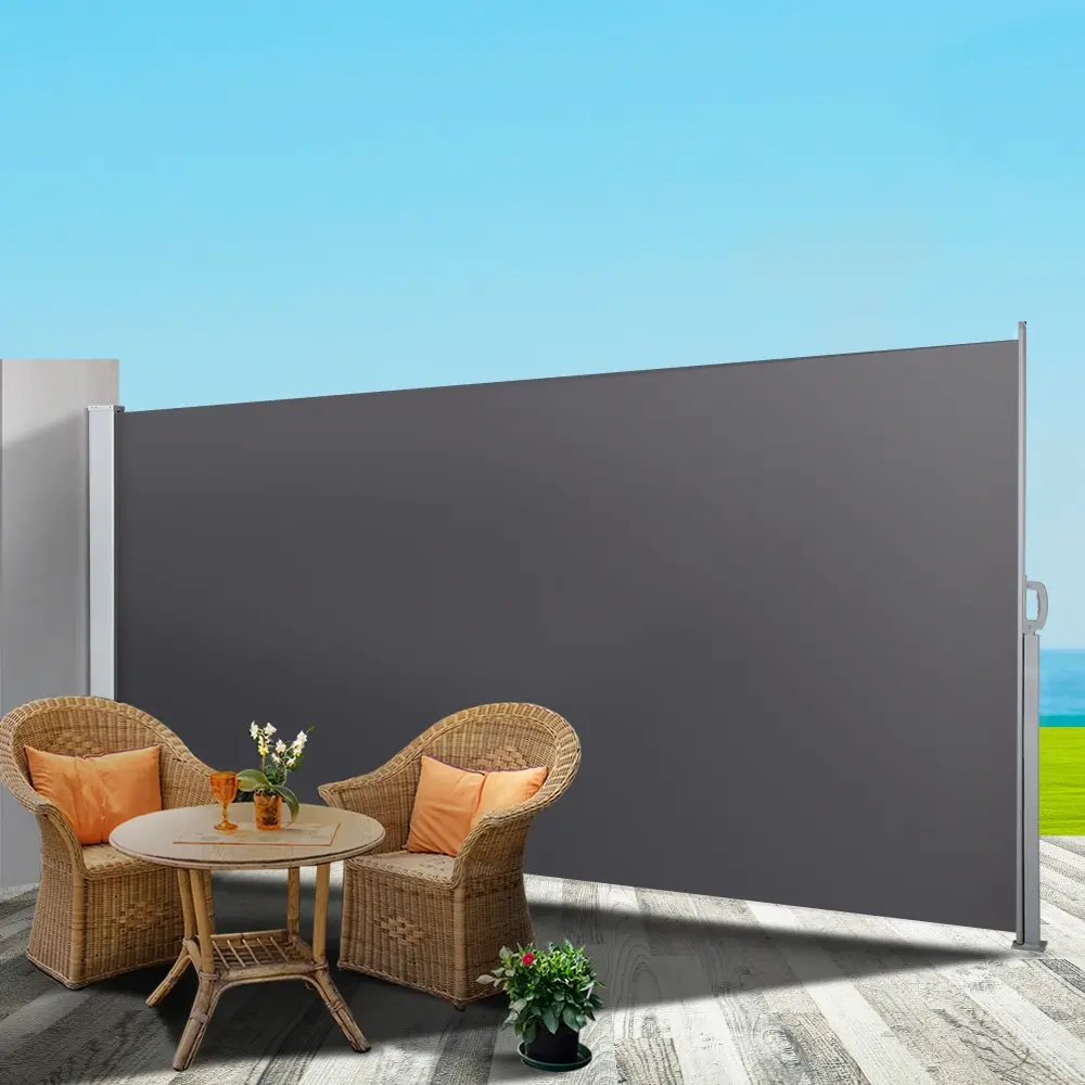 Instahut Side Awning Sun Shade Outdoor Blinds Retractable Screen 1.4X3M GR - Home & Garden