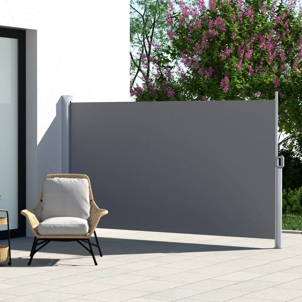 Instahut Side Awning Sun Shade Outdoor Retractable Privacy Screen 1.8X3M Grey - Home & Garden