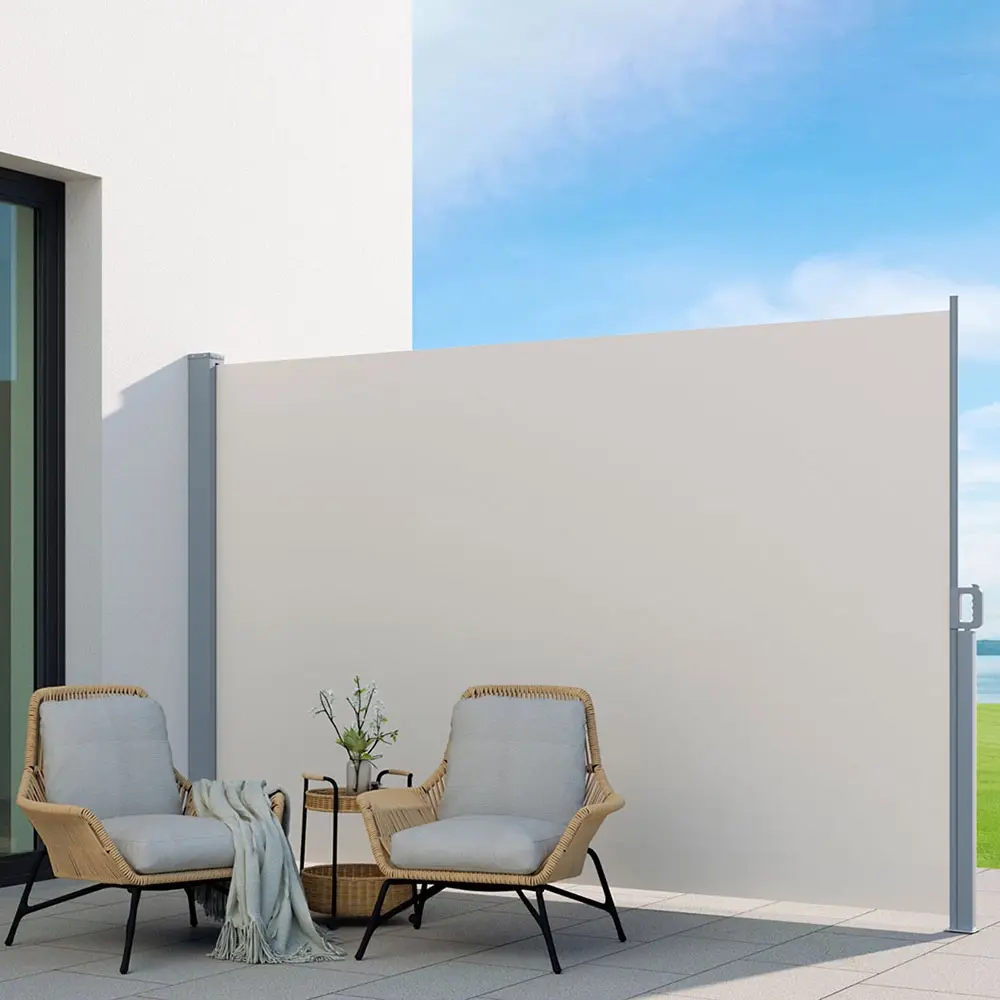 Instahut Side Awning Sun Shade Outdoor Blinds Retractable Screen 2X3M Cream - Home & Garden
