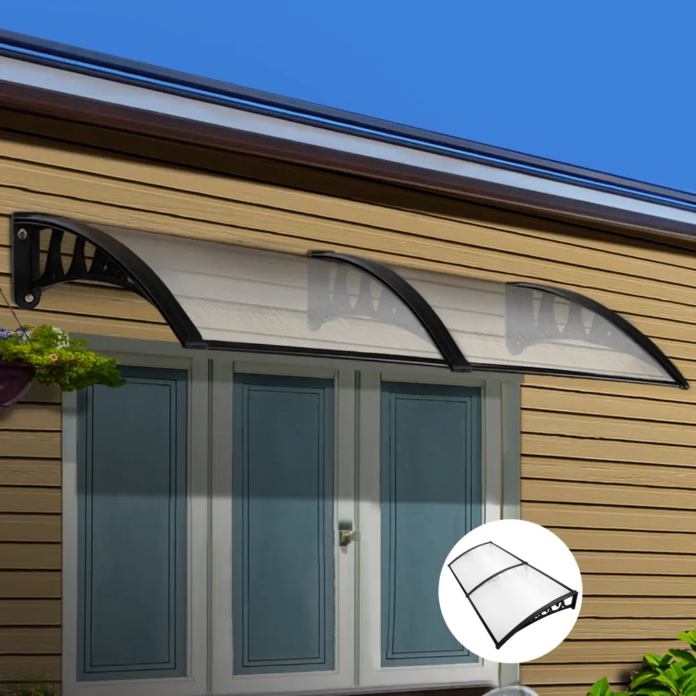 Instahut Window Door Awning 1mx2.4m Transparent - Home & Garden