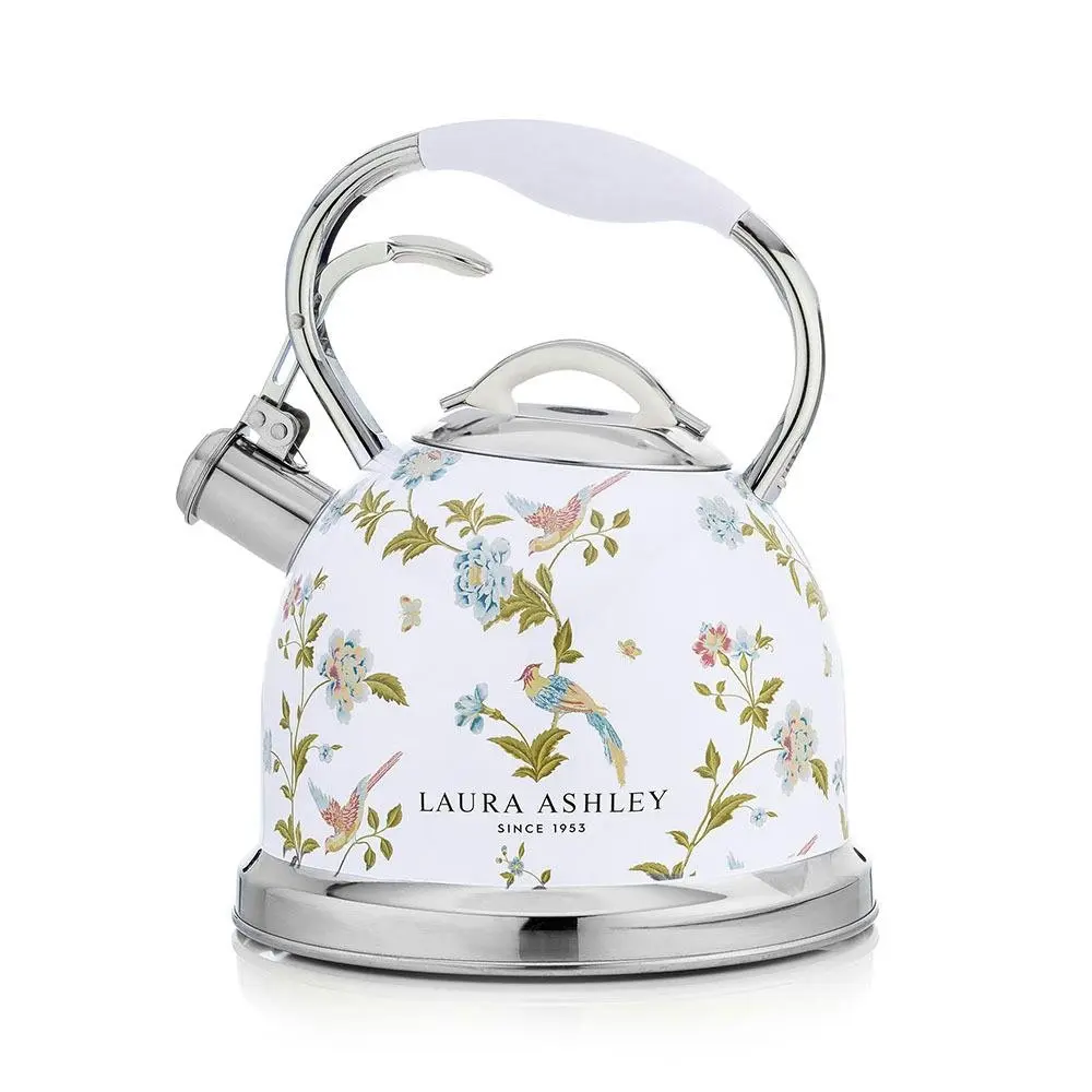 Laura Ashley 2.5L/10 Cup Gas/Induction Stove Top Kettle Water Boiler Elveden WHT - Home & Garden