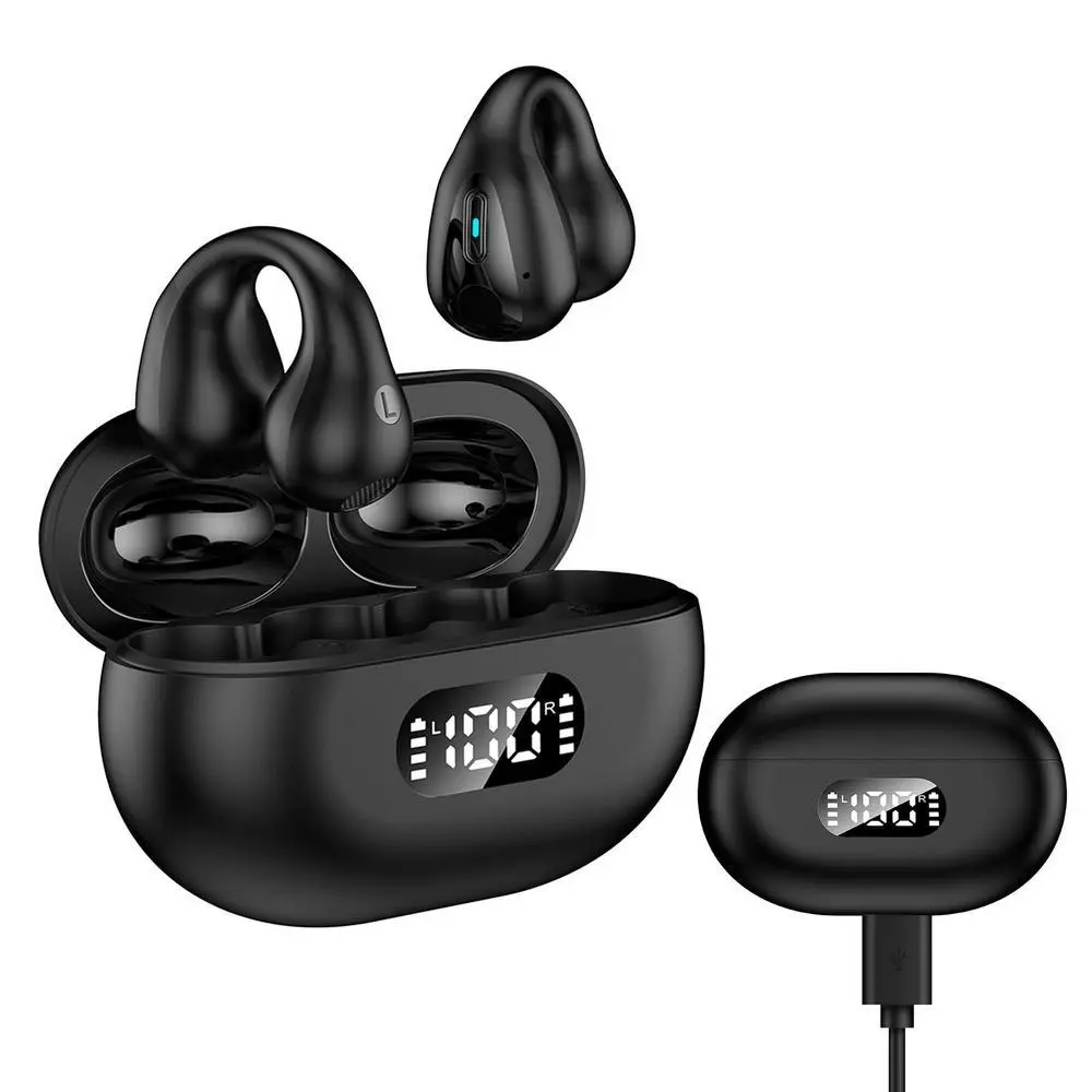 Bone Conduction Earphone Bluetooth Ear Clip Wireless Headphones Sports Headsets - Electronics