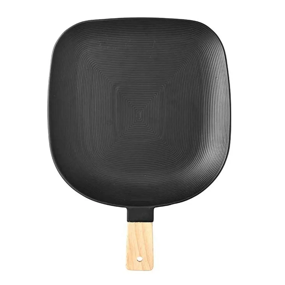 Ladelle Linear Textured Wood Paddle Stick Platter Serving Porcelain Plate Black - Home & Garden