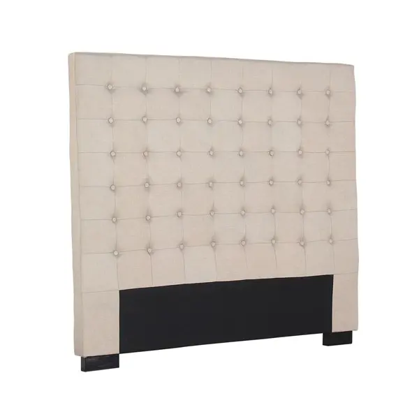 Bed Head Double Beige Headboard Upholstery Fabric Tufted Buttons - Furniture