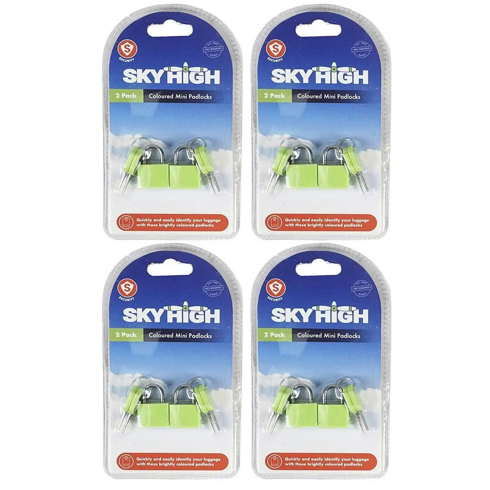 8pc Sky High Travel Coloured Luggage Protection Mini Padlock Assorted Colours - Home & Garden