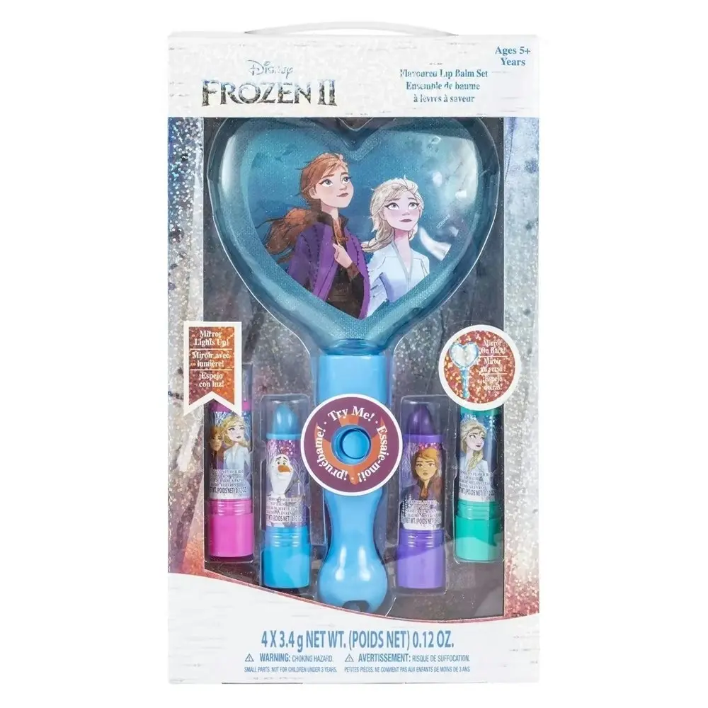 Frozen 2 Kids/Childrens Cosmetics Facial Care Lip Balm Set w/Light Up Mirror 5+ - Beauty