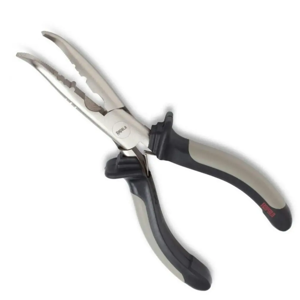 Rapala 6 1/2" Bent Nose Fishing Pliers With Side Cutter and Crimping Function - Sports & Outdoor