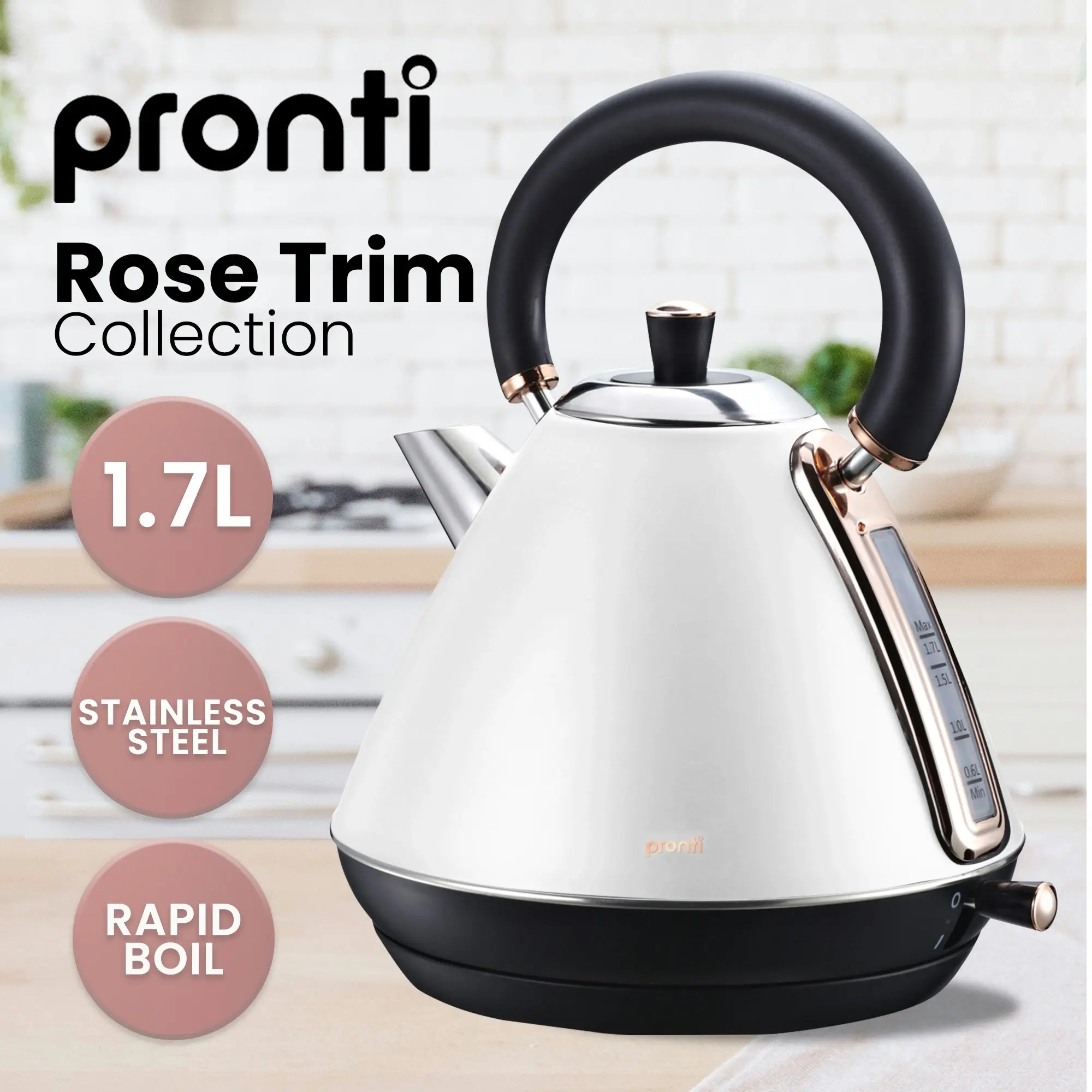 Pronti Kettle, Pronti Toaster and Pronti HomeMaid Coffee Machine Breakfast Set in White - Home & Garden