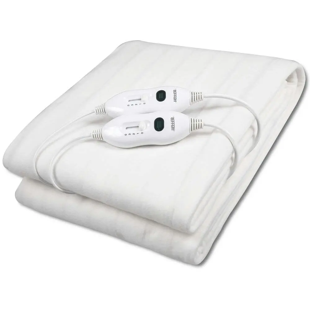 Heller HEBKF2 King Bed Washable Fitted Electric Blanket 182x203cm w/Remote WHT - Home & Garden