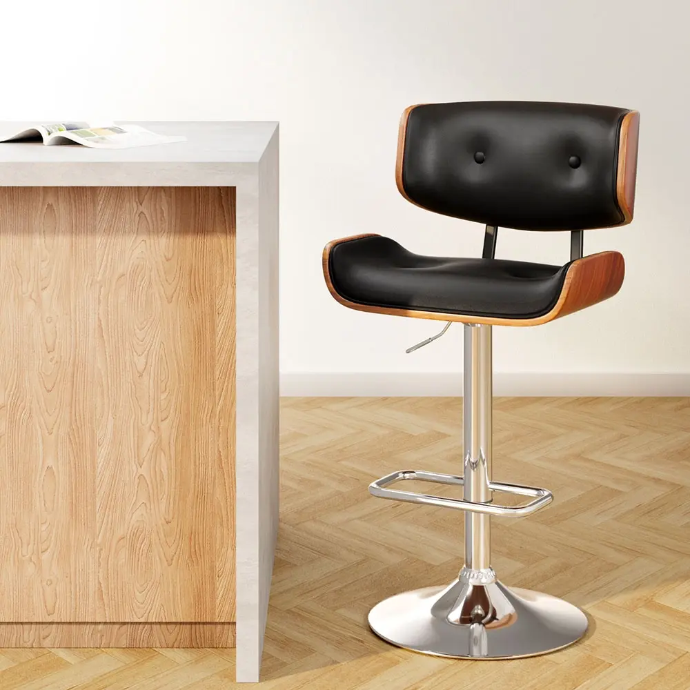 Artiss Bar Stools Gas Lift Leather Black - Furniture
