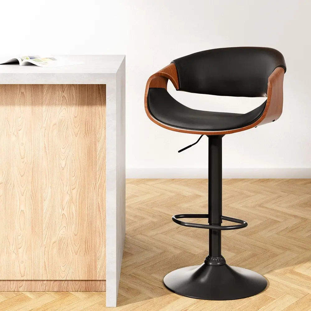 Artiss Bar Stools Gas Lift Leather w/Armrest - Furniture