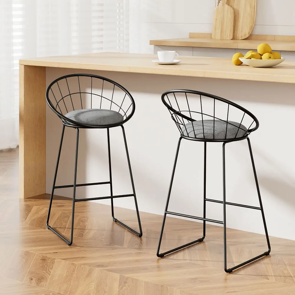 Artiss 2x Bar Stools Padded Seat Metal - Furniture