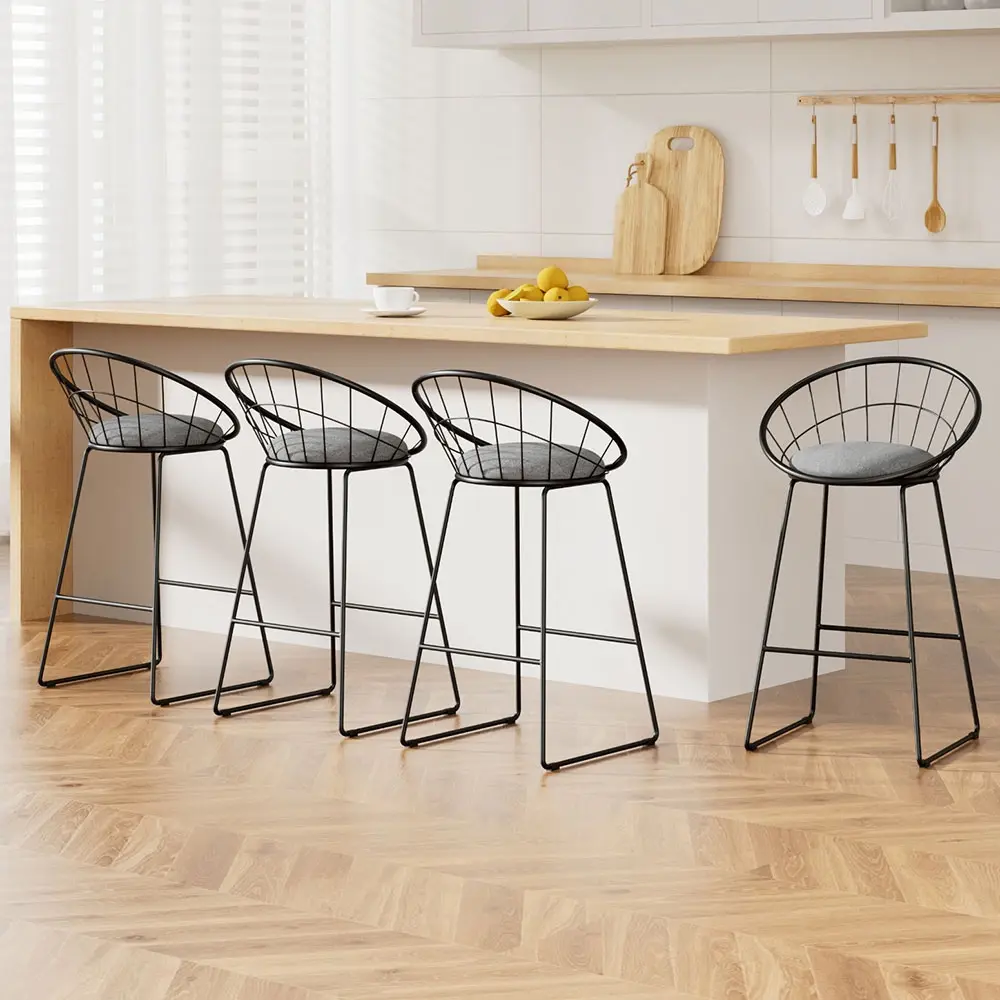 Artiss 4x Bar Stools Padded Seat Metal - Furniture