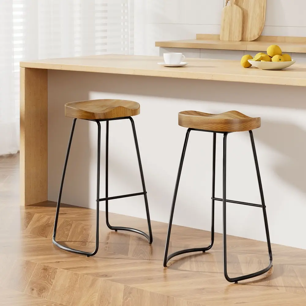 Artiss 2x Bar Stools Tractor Seat 75cm Wooden - Furniture
