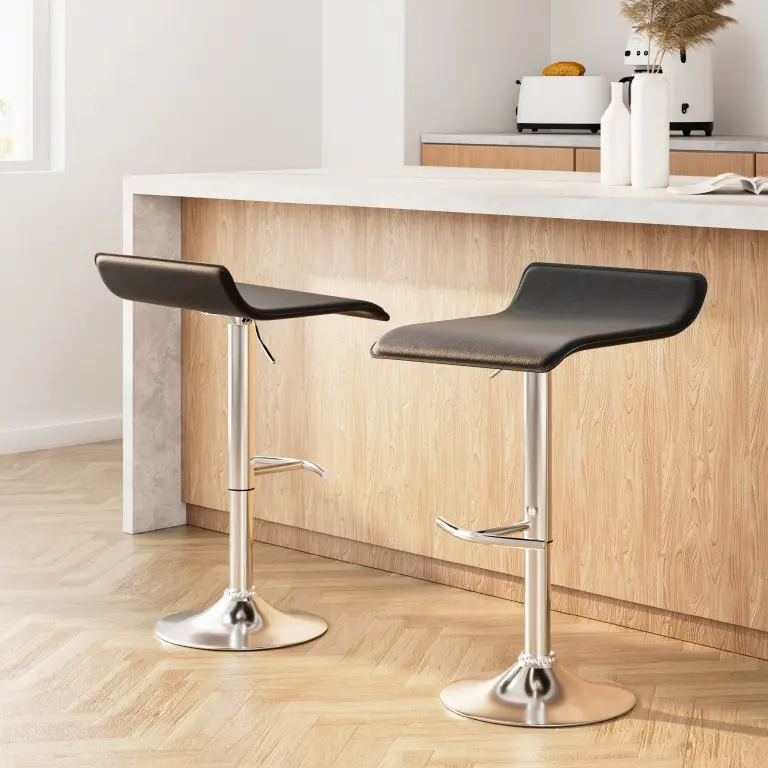 Artiss 2x Bar Stools Adjustable Gas Lift Chairs Black - Furniture