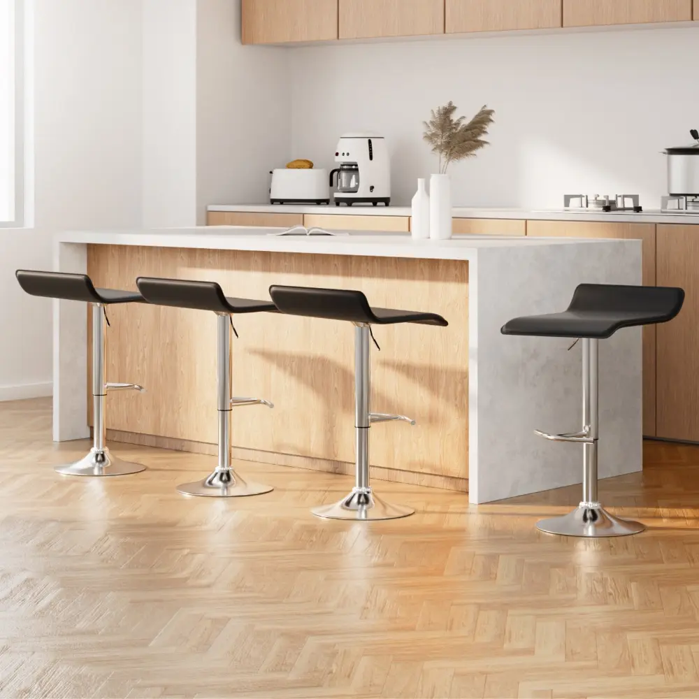 Artiss 4x Bar Stools Adjustable Gas Lift Chairs Black - Furniture