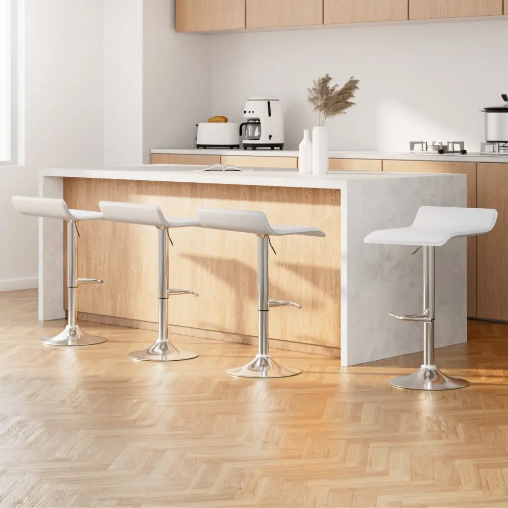 Artiss 4x Bar Stools Adjustable Gas Lift Chairs White - Furniture