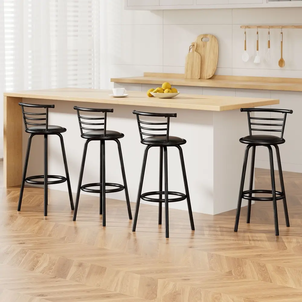 Artiss 4x Bar Stools Swivel Leather Padded Metal - Shop Dining Chairs & Bar Stools