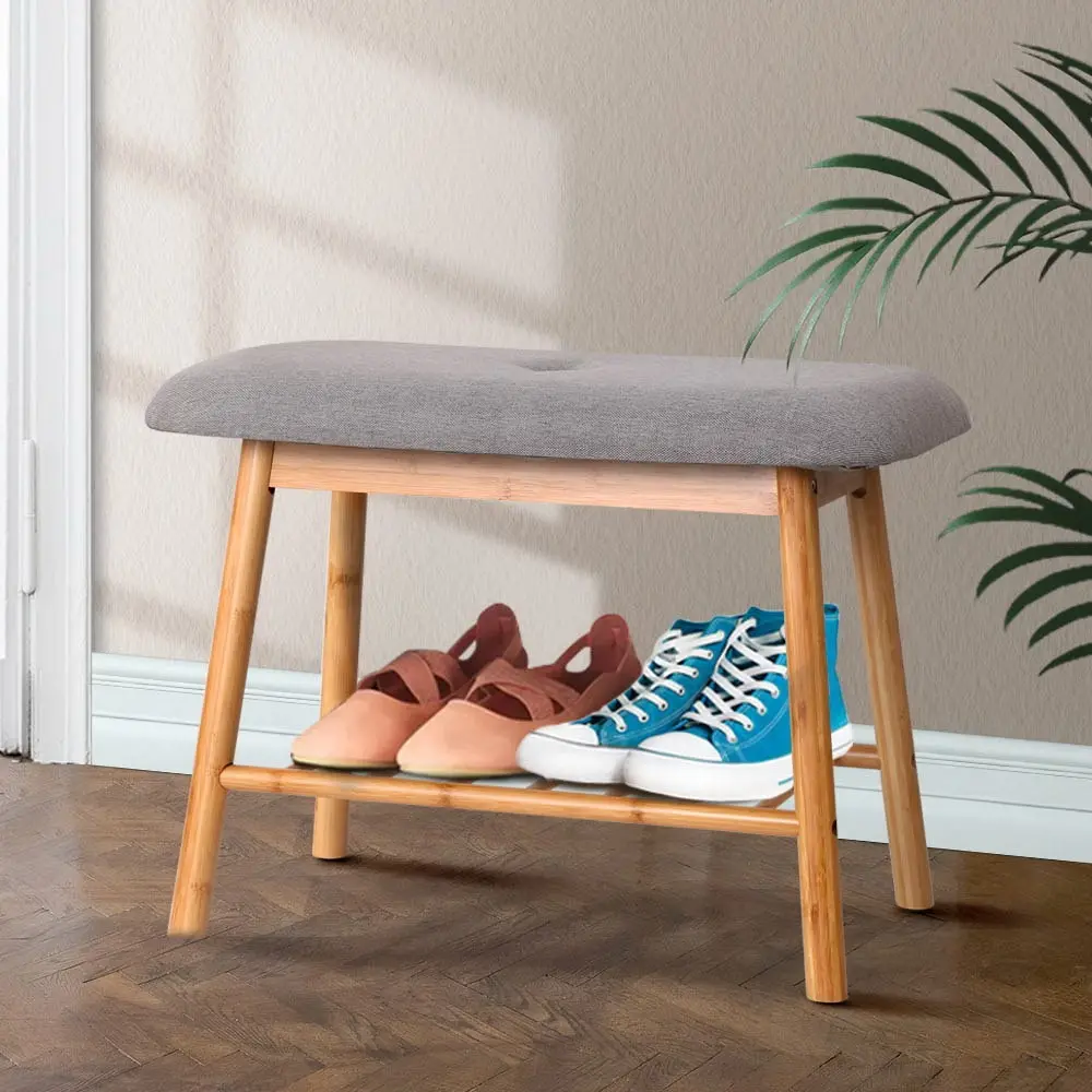 Artiss Shoe Rack Shoe Bench Fabric Seat 2 Pairs - Free Shipping Specials