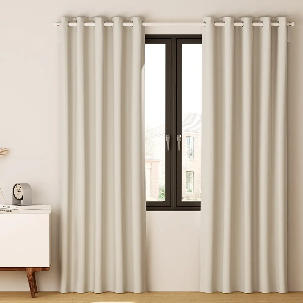 Artiss 2X Blockout Curtains Eyelet 300x230cm Beige - Home & Garden